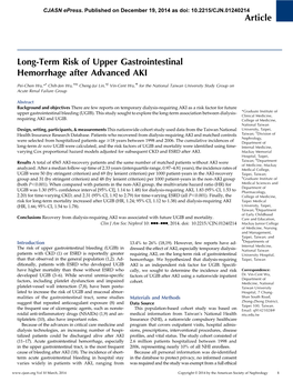 Article Long-Term Risk of Upper Gastrointestinal Hemorrhage After