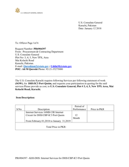 KHI-DHS: Internet Services for DHS/CBP-IC3 Port Qasim US