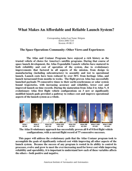 What Makes an Affordable and Reliable Launch System 2006-7210