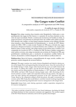 The Ganges Water Conflict a Comparative Analysis of 1977 Agreement and 1996 Treaty