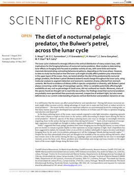 The Diet of a Nocturnal Pelagic Predator, the Bulwer's Petrel, Across