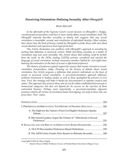 Perceiving Orientation: Defining Sexuality After Obergefell