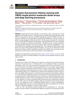 Dynamic Fluorescence Lifetime Sensing with CMOS Single-Photon Avalanche Diode Arrays and Deep Learning Processors