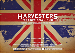 Revised Harvesters Pub Menu Rolodex 148X210mm