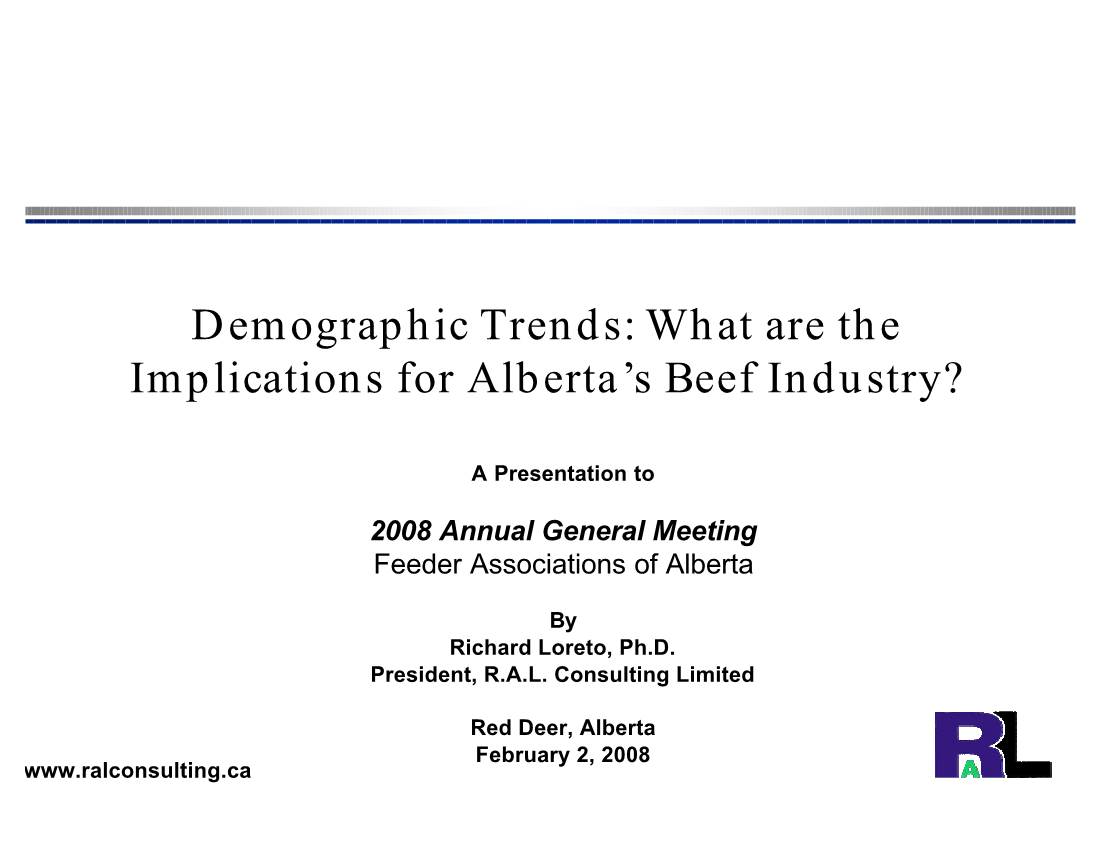 Demographic Trends: What Are the Implications for Alberta’S Beef Industry?
