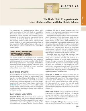 The Body Fluid Compartments: Extracellular and Intracellular Fluids; Edema