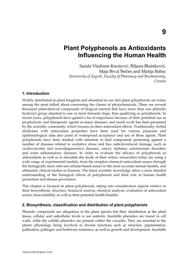 Plant Polyphenols As Antioxidants Influencing the Human Health