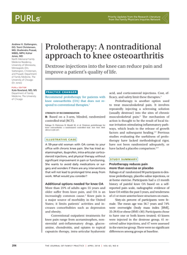 Prolotherapy: a Nontraditional Approach to Knee Osteoarthritis