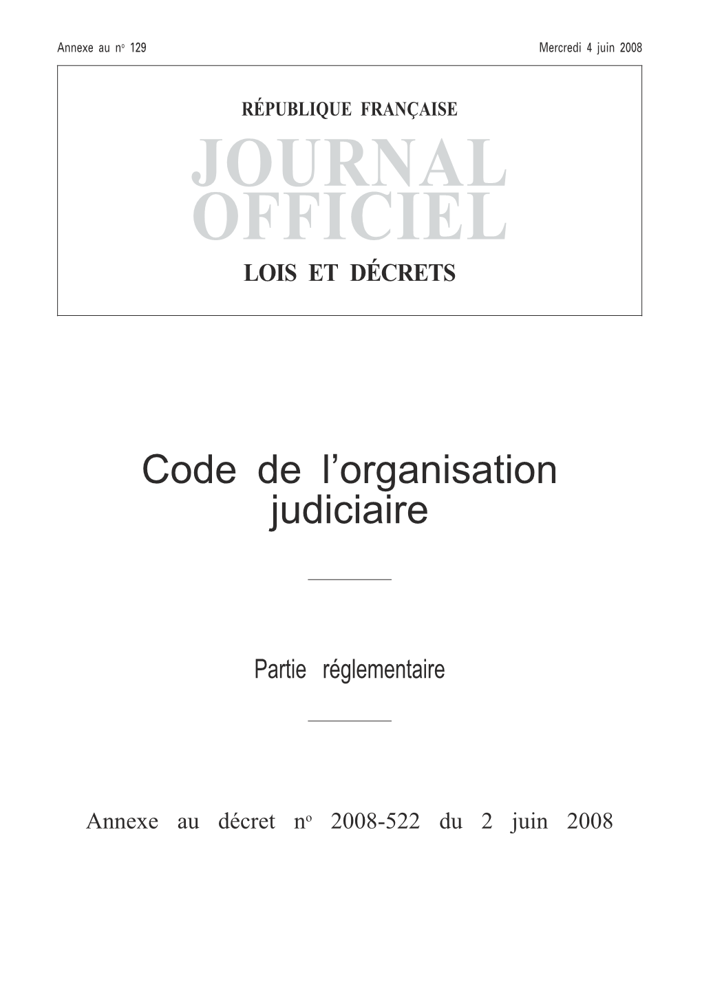 Code De L'organisation Judiciaire