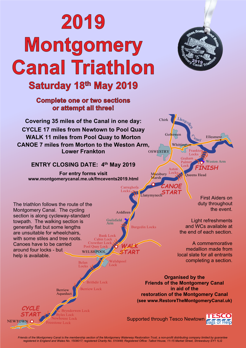 2019 Montgomery Canal Triathlon 2019 Saturday 18Th May 2019 Complete One Or Two Sections Or Attempt All Three!