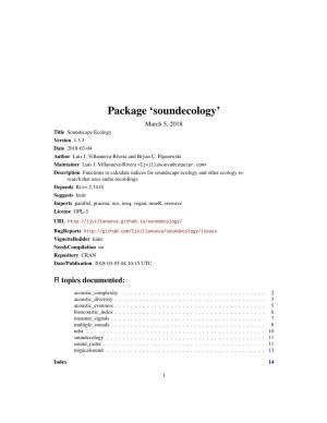 Package 'Soundecology'