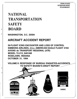 In-Flight Icing Encounter, Simmons Airlines, D.B.A. American Eagle Flight 4184, Avions De Transport Regional (ATR) Model 72-212