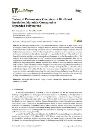 Technical Performance Overview of Bio-Based Insulation Materials Compared to Expanded Polystyrene
