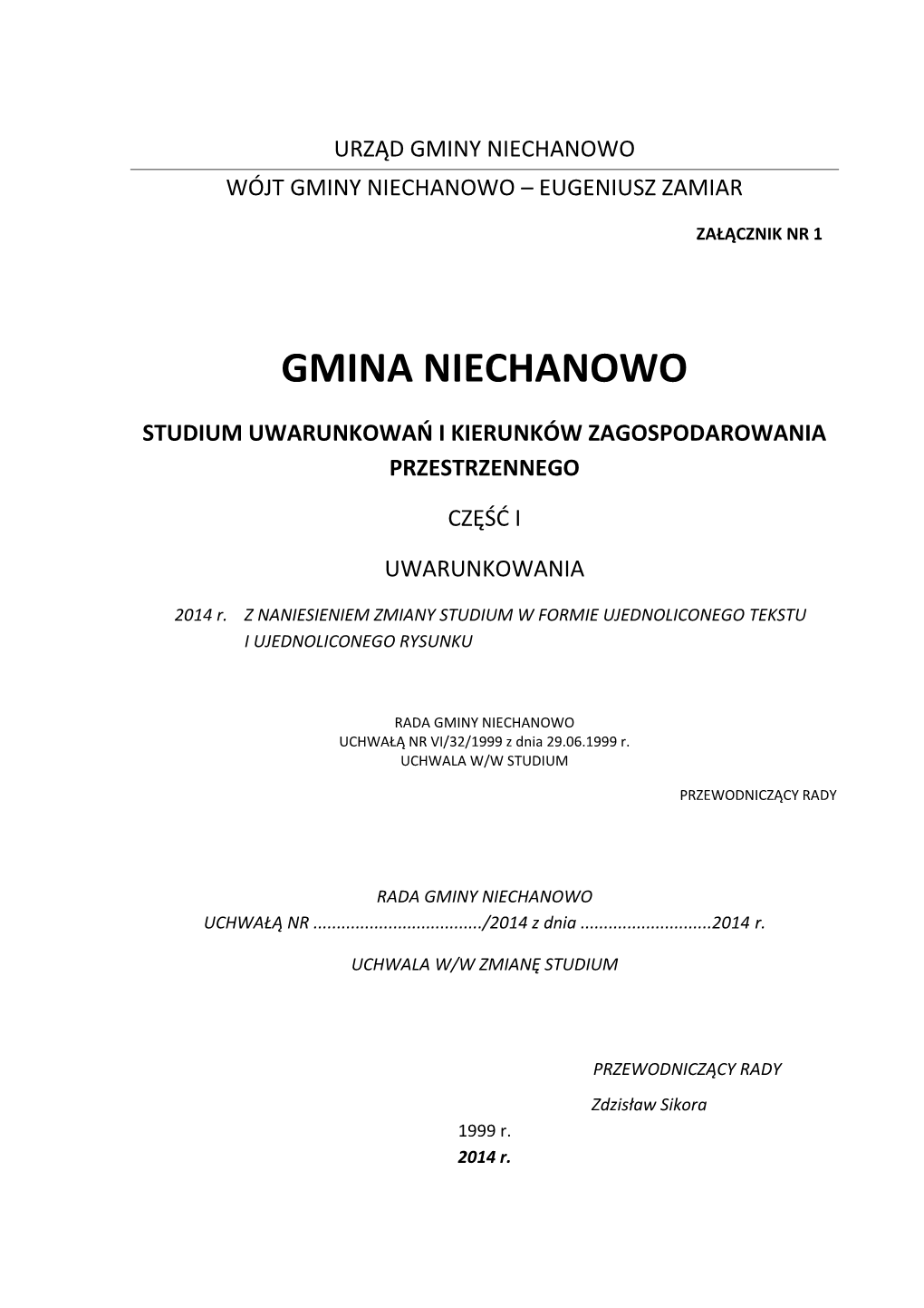 Gmina Niechanowo Studium Uwarunkowań I Kierunków Zagospodarowania Przestrzennego