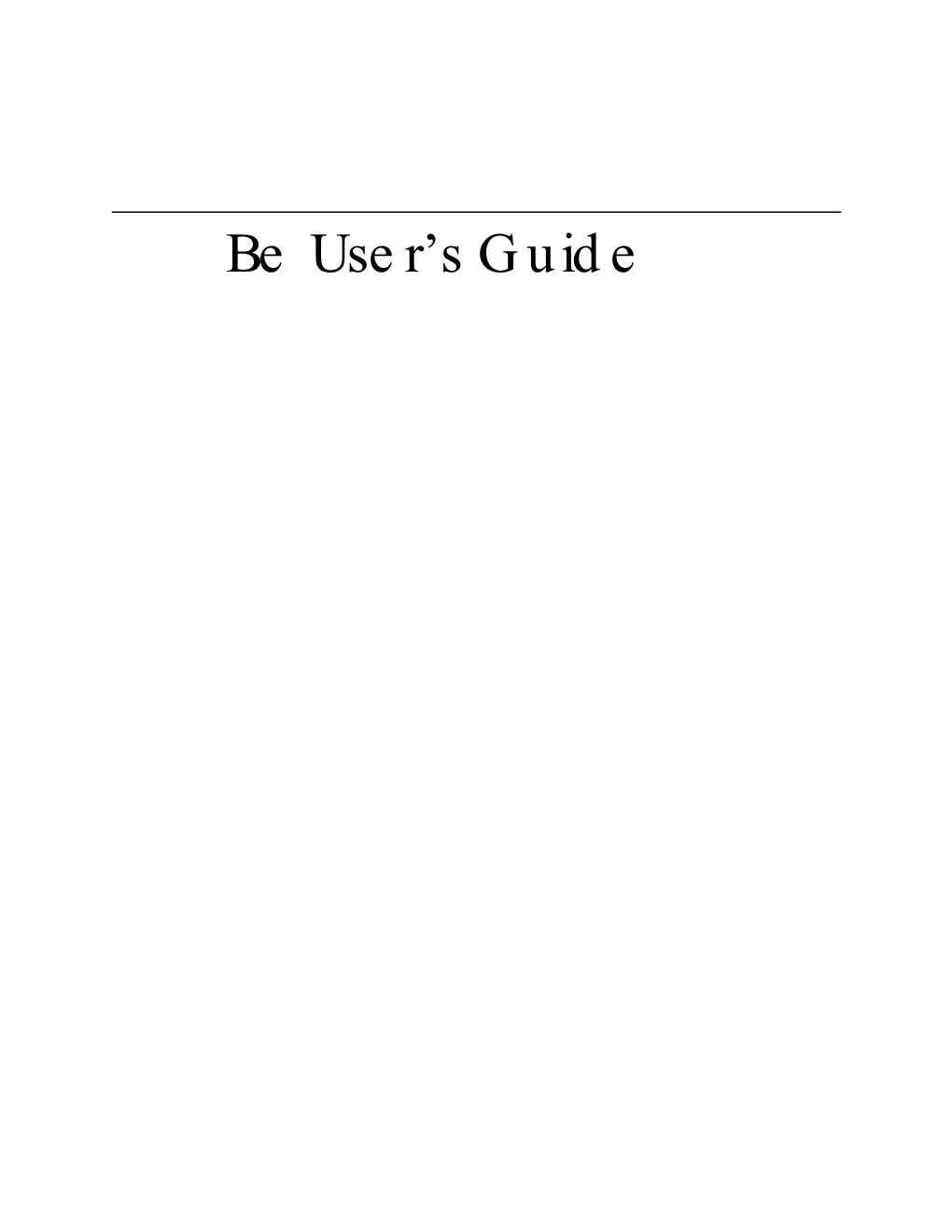 Be User's Guide