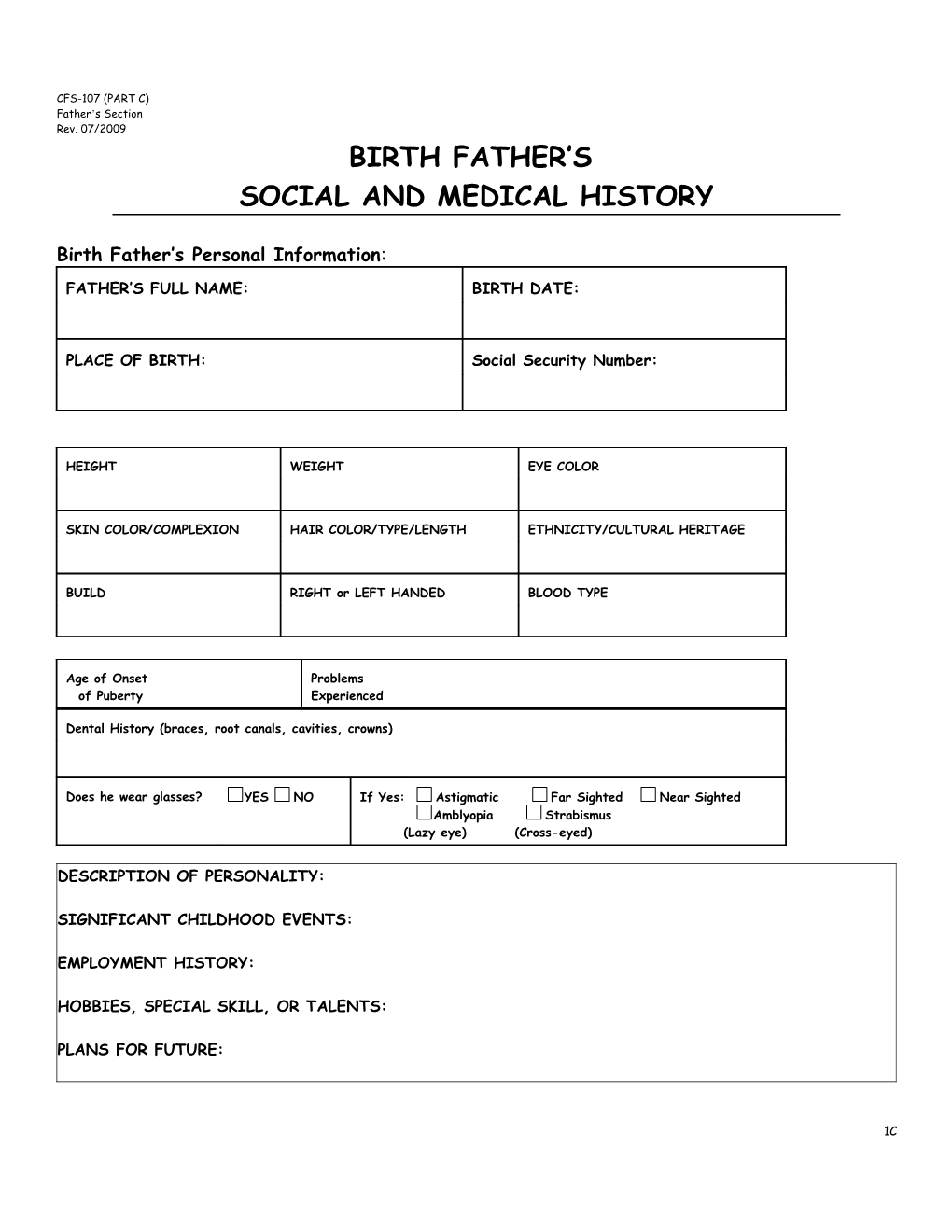 Social and Medical History