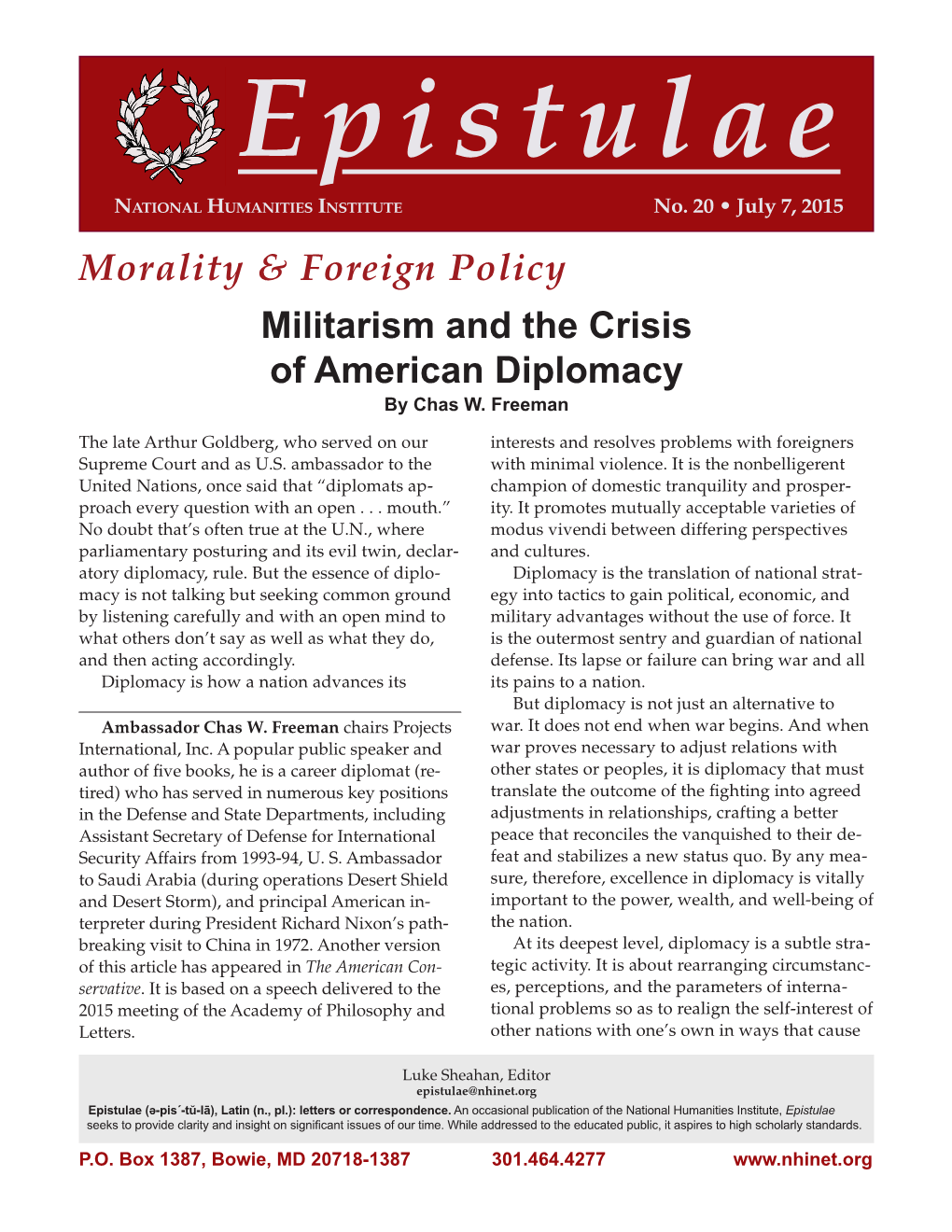 Morality & Foreign Policy Militarism and the Crisis of American Diplomacy