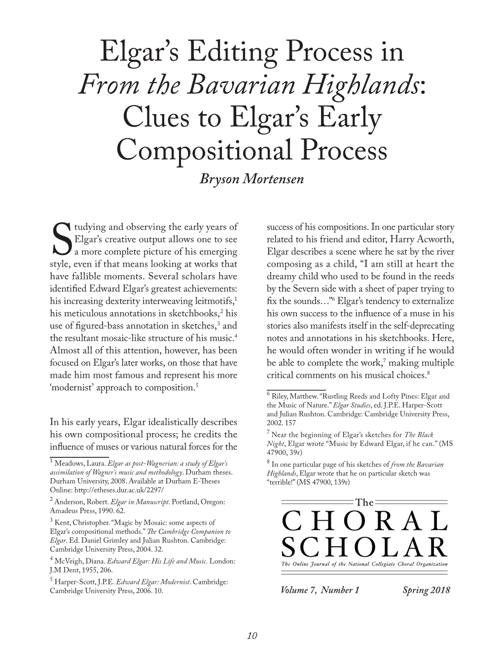 Elgar's Editing Process in from the Bavarian Highlands: Clues To