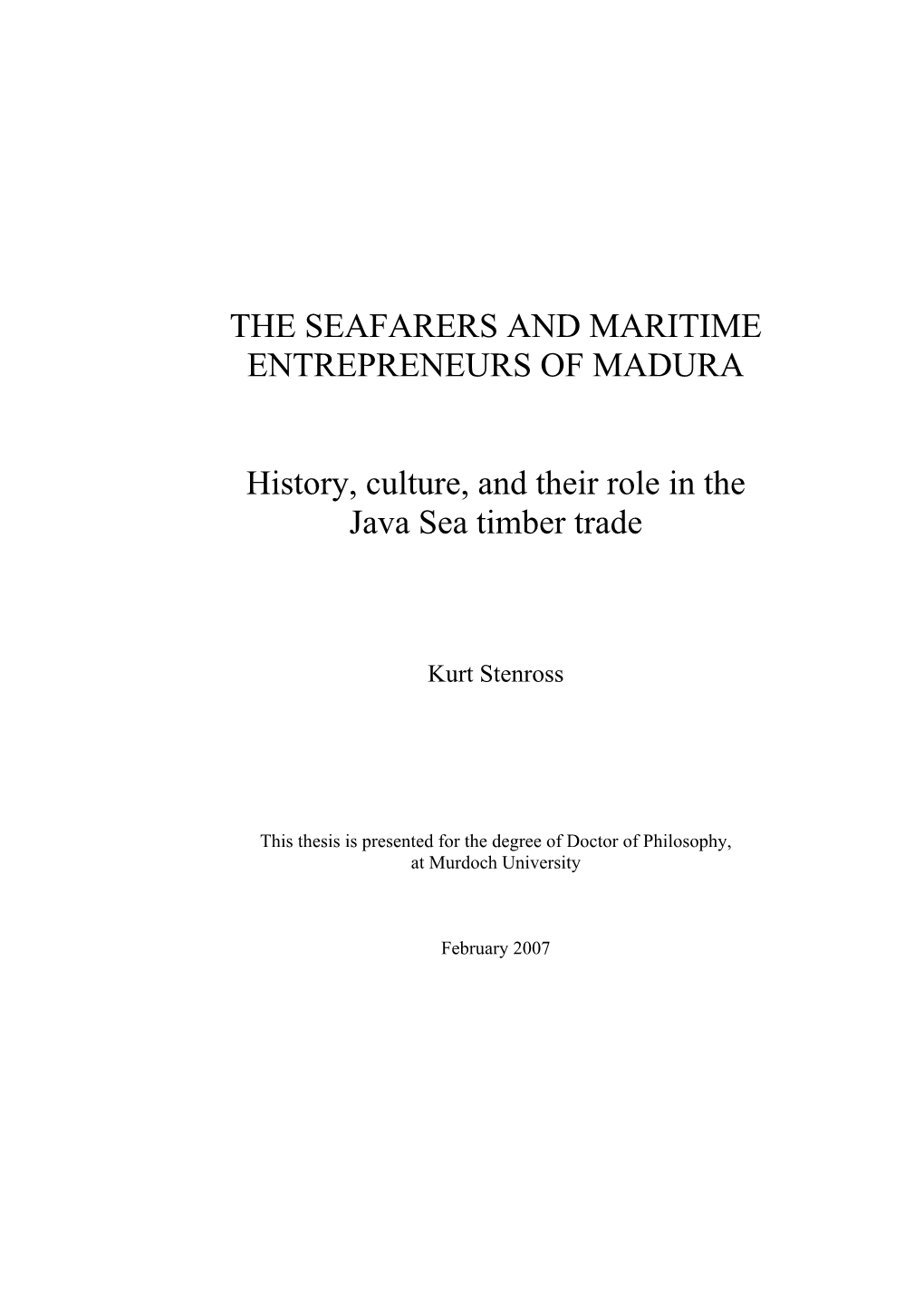 The Seafarers and Maritime Entrepreneurs of Madura