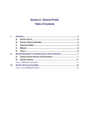 II - District Profile Table of Contents