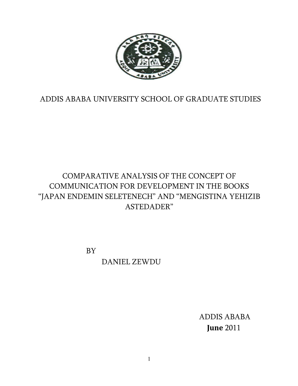 Addis Ababa University School of Graduate Studies