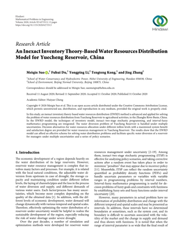 An Inexact Inventory Theory-Based Water Resources Distribution Model for Yuecheng Reservoir, China