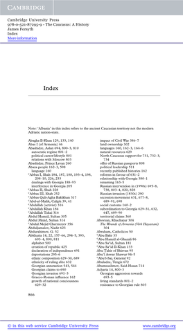 The Caucasus: a History James Forsyth Index More Information