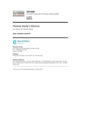 Thomas Hardy's Silences