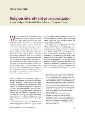 Religious Diversity and Patrimonialization a Case Study of the Nianli Festival in Leizhou Peninsula, China