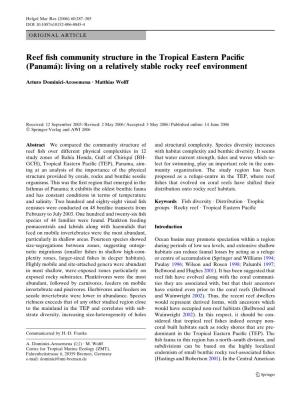 Reef Fish Community Structure in The