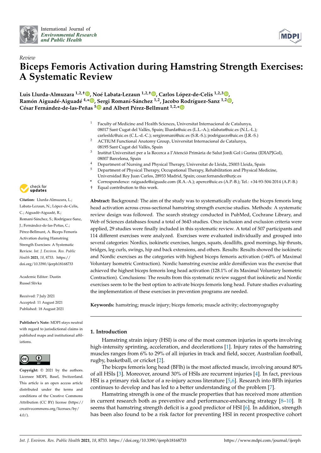 Biceps Femoris Activation During Hamstring Strength Exercises: a Systematic Review