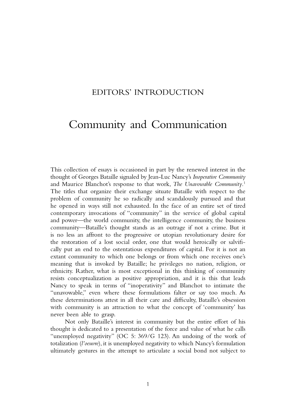 Community and Communication