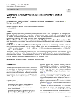 Quantitative Anatomy of the Primary Ossification Center in the Fetal Pubis