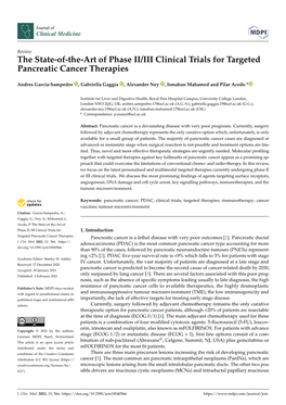 The State-Of-The-Art of Phase II/III Clinical Trials for Targeted Pancreatic Cancer Therapies