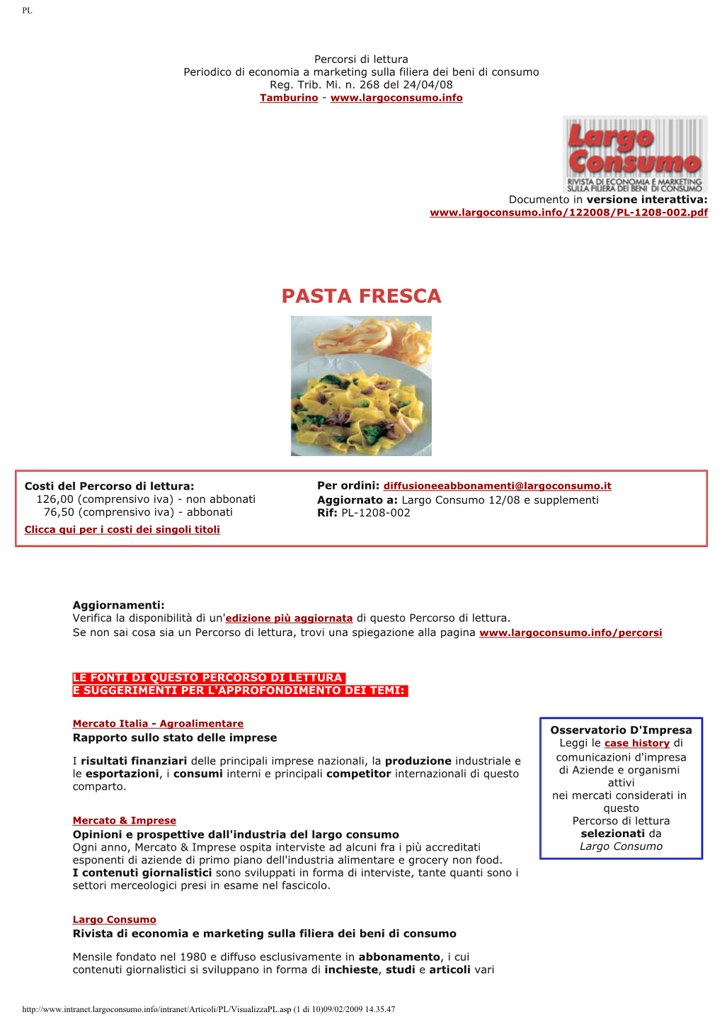 Il Mercato Italia Della Pasta Fresca: Produzione, Distribuzione, Consumo