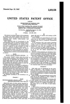 UNITED STATES PATENT OFFICE PRODUCTION of VANILLIC ACID (SILVER, Oxide PROCESS) Irwin A