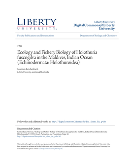 Ecology and Fishery Biology of Holothuria Fuscogilva in The