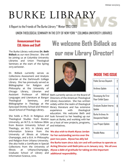 Burke Friends Newsletter, Winter 2012/2013