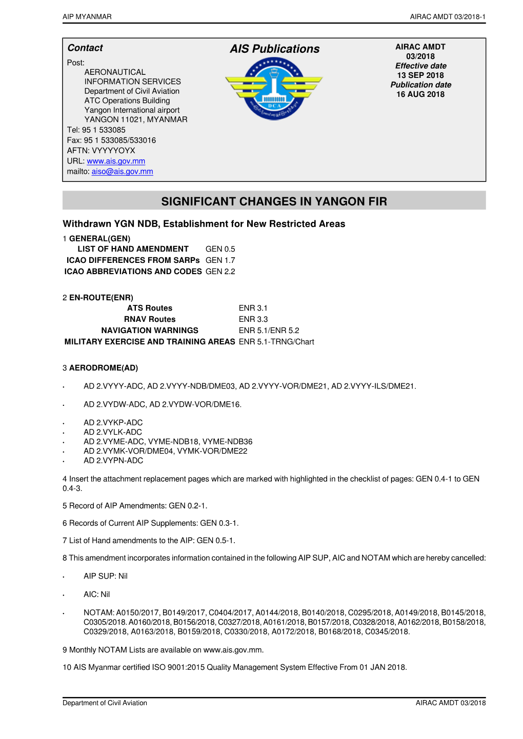 AIP Amendments: GEN 0.2-1