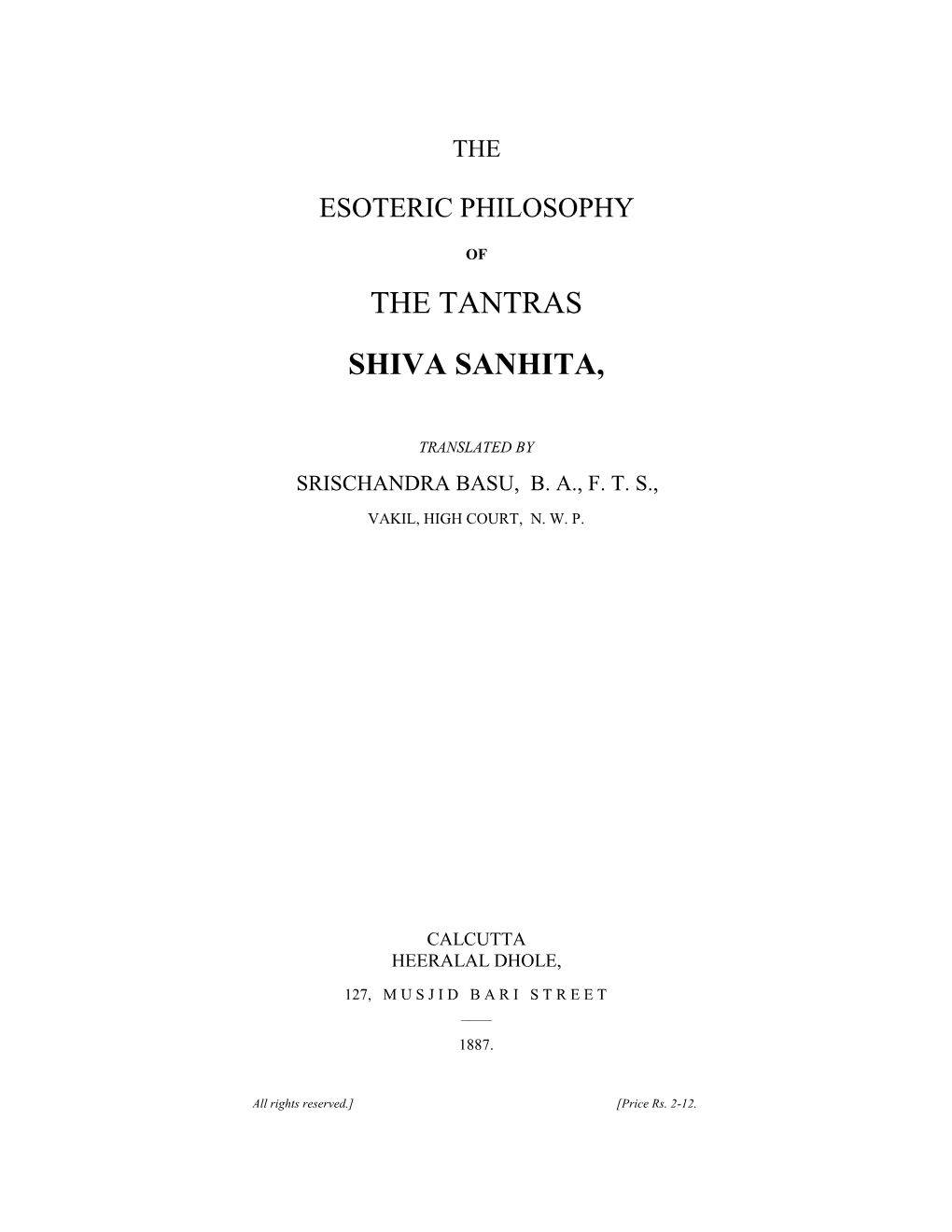 The Tantras Shiva Sanhita