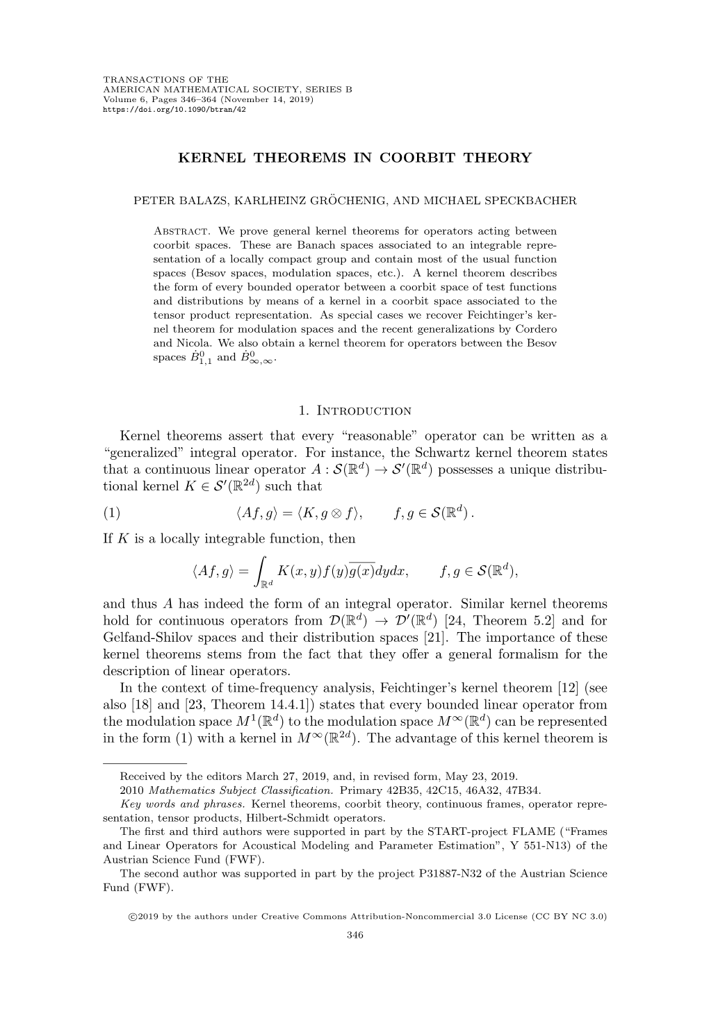 Kernel Theorems in Coorbit Theory