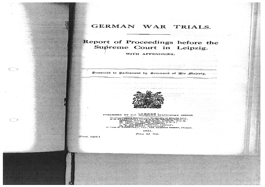 Report of Proceedingsbefore the Supreme Court in Leipzig