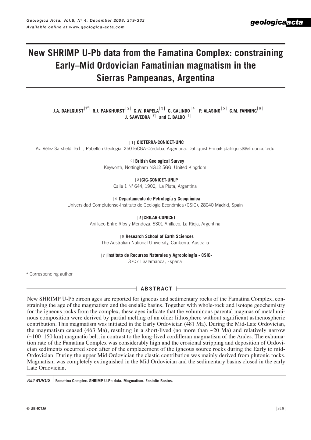 Constraining Early–Mid Ordovician Famatinian Magmatism in the Sierras Pampeanas, Argentina