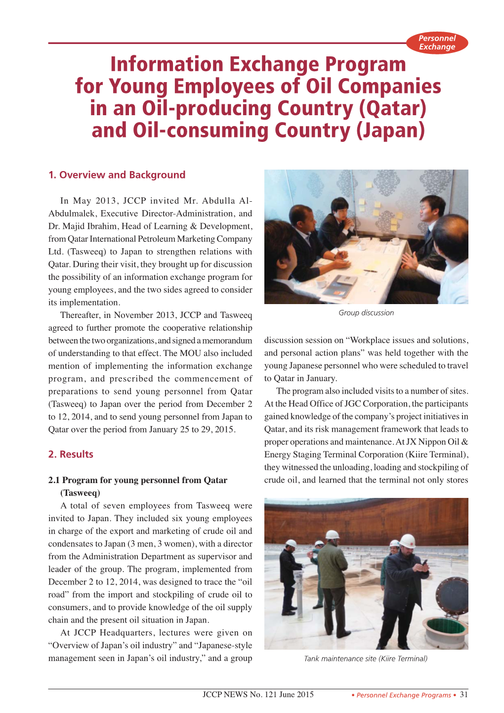 Information Exchange Program for Young Employees of Oil Companies in an Oil-Producing Country (Qatar) and Oil-Consuming Country (Japan)