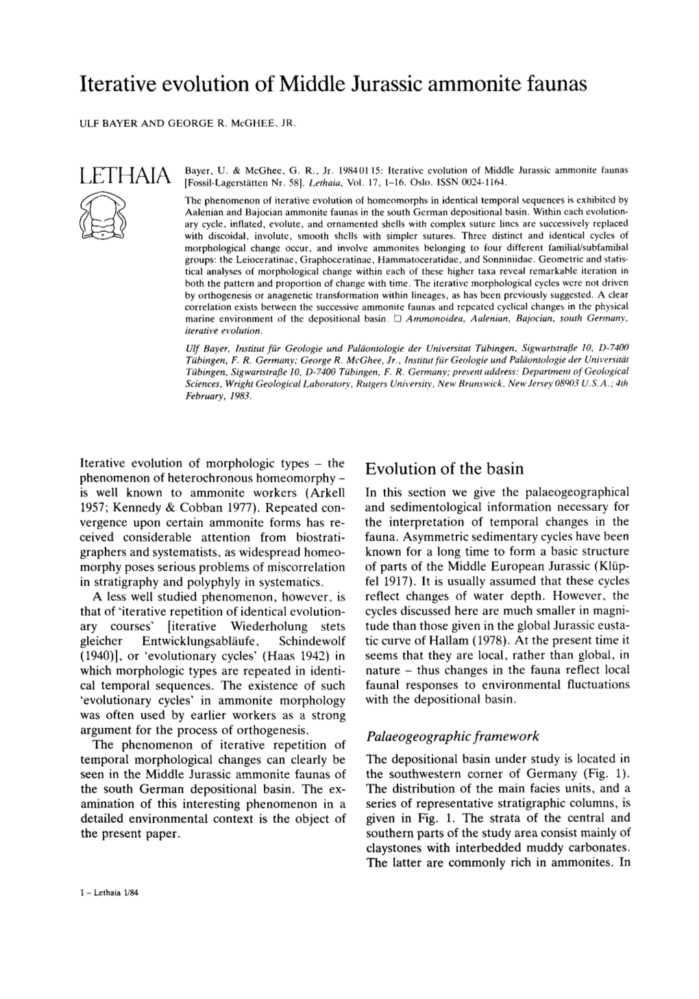 Iterative Evolution of Middle Jurassic Ammonite Faunas