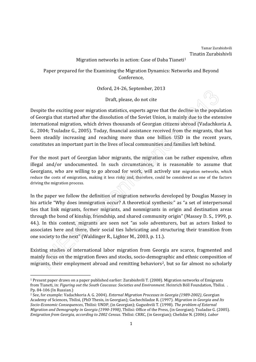 Zurabishvili Tinatin Zurabishivli Migration Networks in Action: Case of Daba Tianeti1