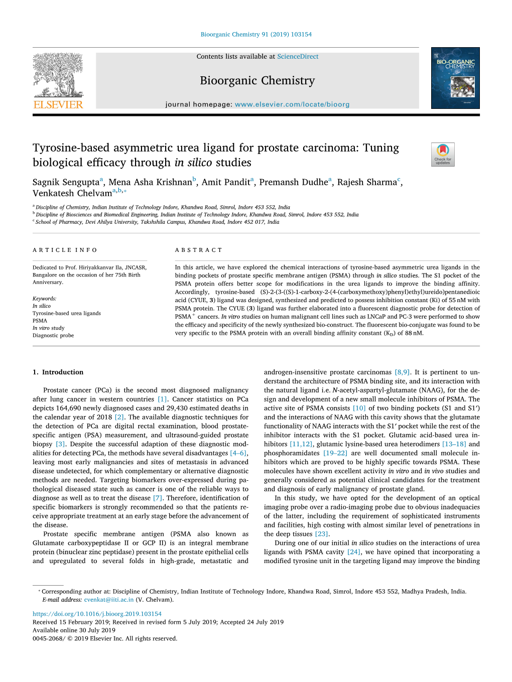 Tyrosine-Based Asymmetric Urea Ligand for Prostate Carcinoma Tuning Biological Efficacy Through in Silico Studies