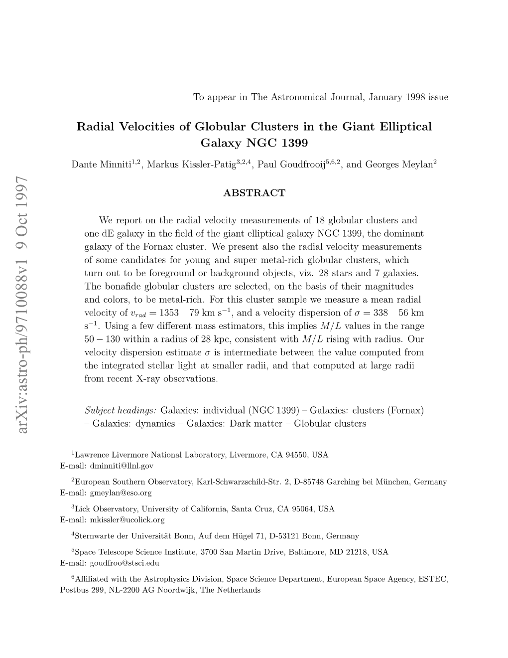 Radial Velocities of Globular Clusters in the Giant Elliptical Galaxy NGC