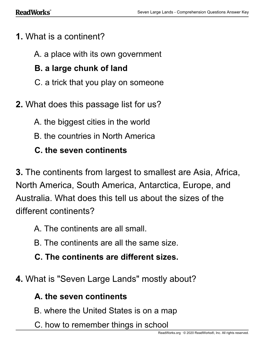 1. What Is a Continent? 2. What Does This Passage List for Us? 3. The