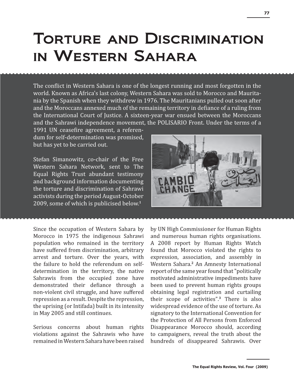 Torture and Discrimination in Western Sahara